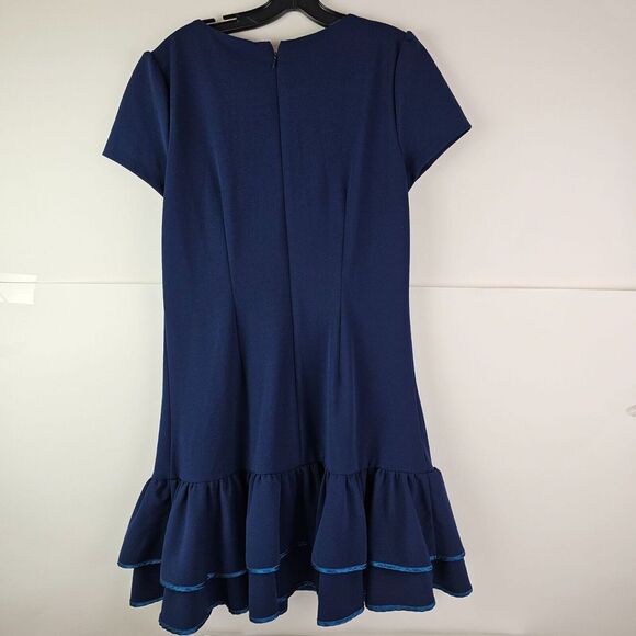 Betsey Johnson Womens Navy Sheath Dress Ruffle Hem Size 10‎ GUC - Picture 5 of 7